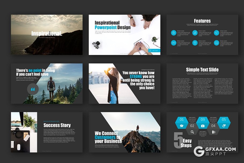 58页蓝黑搭配商业计划工作总结keynote模板 - 顶尖PPT