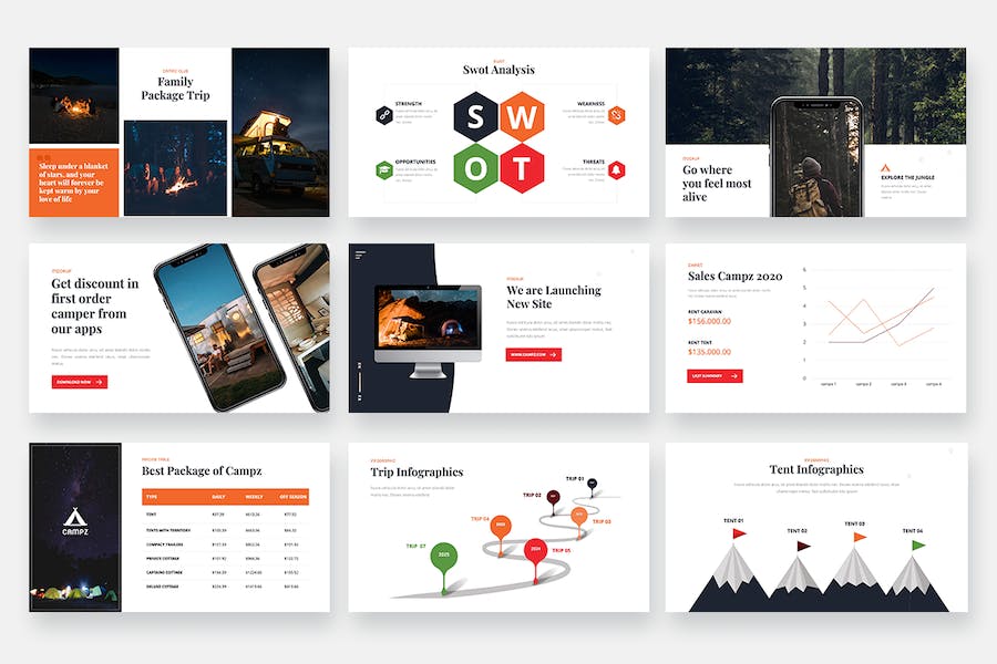 户外露营大篷车keynote模板 - 顶尖PPT