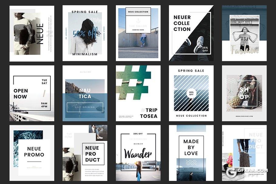 15页3种社交网站尺寸文艺图片展示ppt模板 - 顶尖PPT