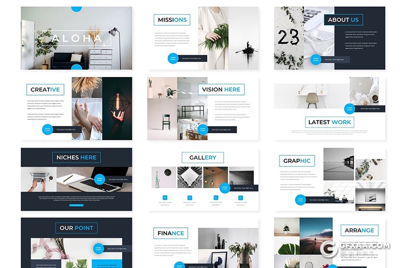 30页5种配色欧美商务风格keynote模板 - 顶尖PPT