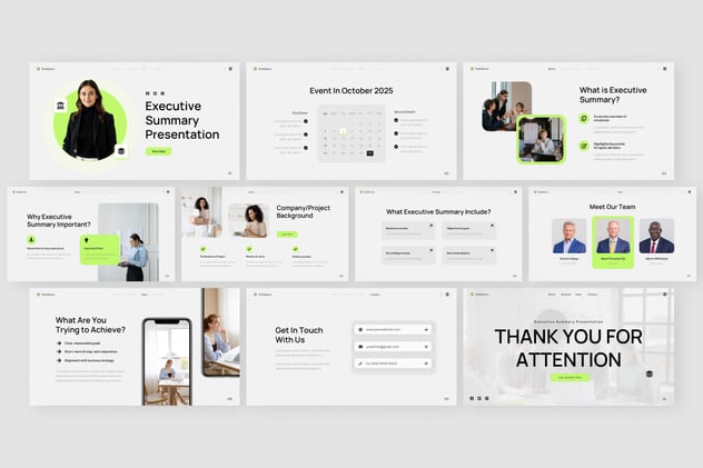 会议执行摘要演示PowerPoint模板 - 顶尖PPT