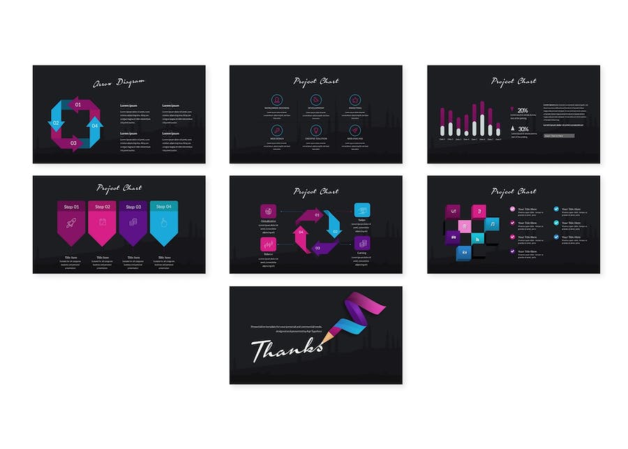 彩色画笔创意写作主题keynote模板 - 顶尖PPT