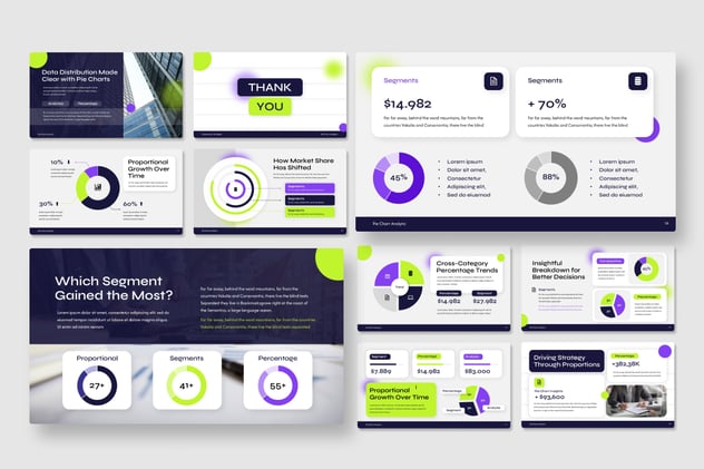 饼图分析数据展示演讲Keynote模板 - 顶尖PPT