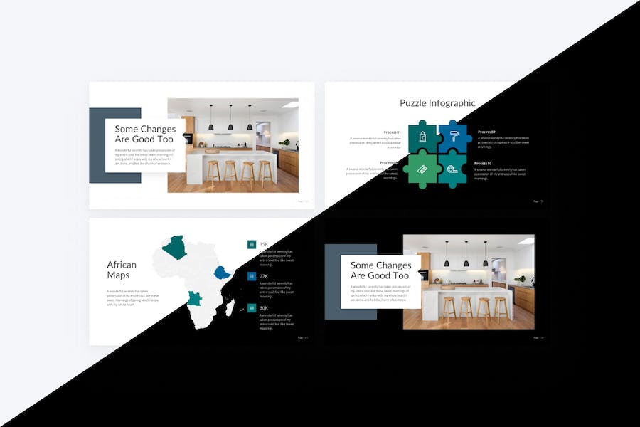 蓝色极简主义室内装修设计PPT模板 - 顶尖PPT