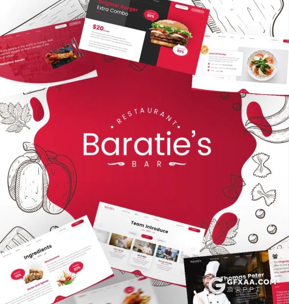 75页高档餐厅介绍美食餐饮展示ppt模板 6种配色2种尺寸比例 - 顶尖PPT