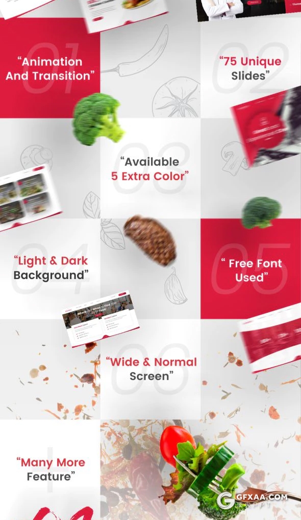 75页高档餐厅介绍美食餐饮展示ppt模板 6种配色2种尺寸比例 - 顶尖PPT