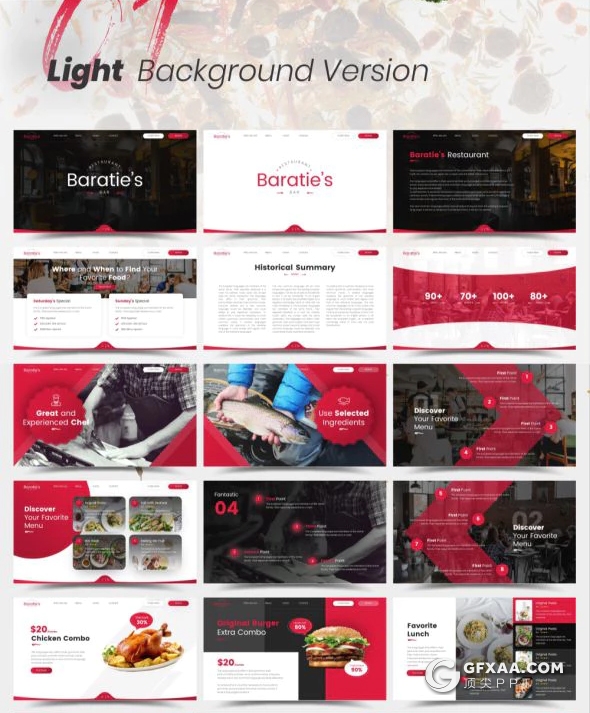 75页高档餐厅介绍美食餐饮展示ppt模板 6种配色2种尺寸比例 - 顶尖PPT