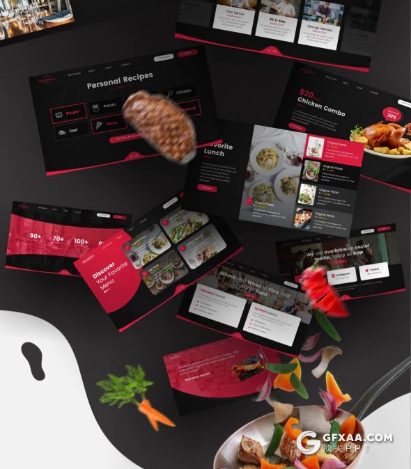 75页高档餐厅介绍美食餐饮展示ppt模板 6种配色2种尺寸比例 - 顶尖PPT