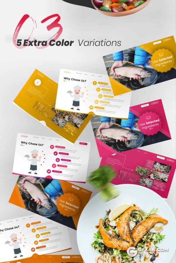 75页高档餐厅介绍美食餐饮展示ppt模板 6种配色2种尺寸比例 - 顶尖PPT