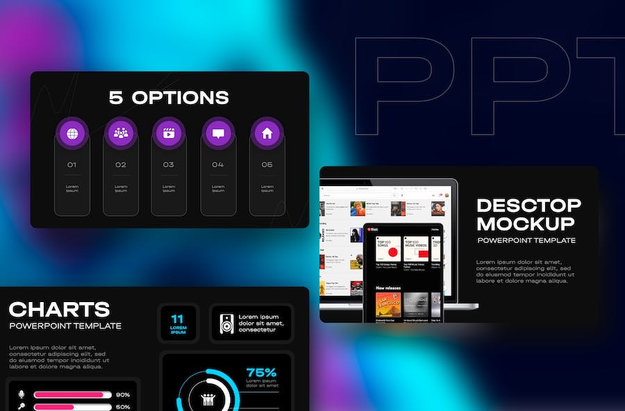 音乐制作编曲录音工作室PPT模板 - 顶尖PPT