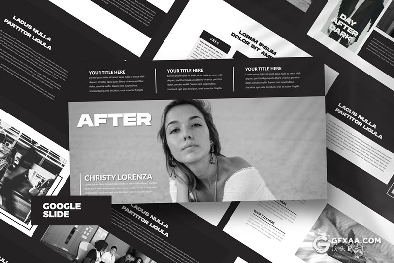 50页黑色系简约商务风格Google slides模板 - 顶尖PPT