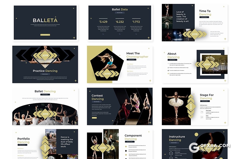 30页舞蹈才艺展示ppt模板 5种主题配色 - 顶尖PPT