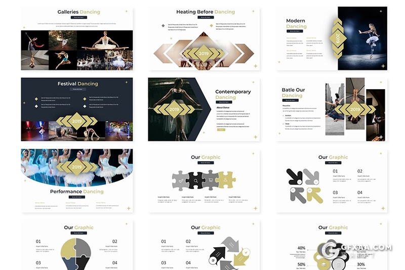 30页舞蹈才艺展示ppt模板 5种主题配色 - 顶尖PPT