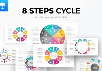 8个步骤周期信息图形keynote模板 - 顶尖PPT