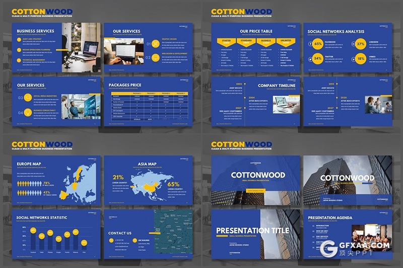 31页8种配色欧美商务多用途ppt模板 - 顶尖PPT