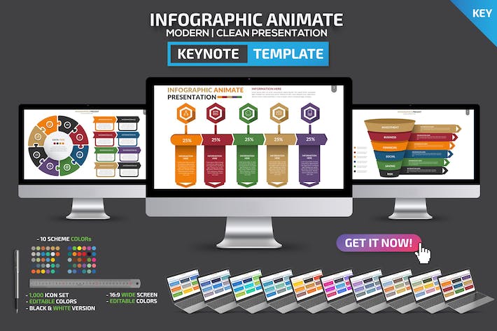 微立体商务标签式数据展示信息图keynote模板 - 顶尖PPT