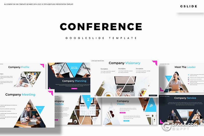 30页创意多边形组合企业会议项目合作Google slides模板 - 顶尖PPT