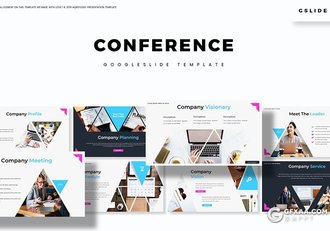 30页创意多边形组合企业会议项目合作Google slides模板 - 顶尖PPT