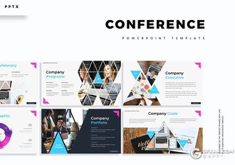 30页创意多边形组合企业会议项目合作keynote模板 - 顶尖PPT