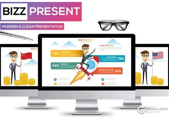 30页精美商务卡通人物插画keynote模板 3种主题配色 - 顶尖PPT