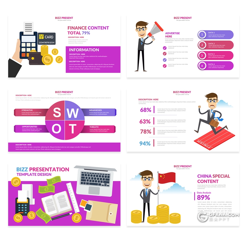 30页精美商务卡通人物插画keynote模板 3种主题配色 - 顶尖PPT