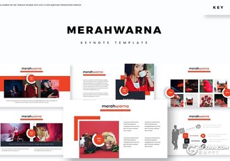 30页5种配色扁平化国外总结汇报keynote模板 - 顶尖PPT