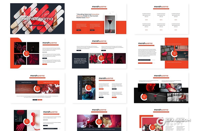 30页5种配色扁平化国外总结汇报Google slides模板 - 顶尖PPT