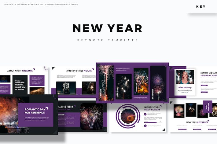 新年快乐除夕燃放烟花新年文化keynote模板 - 顶尖PPT