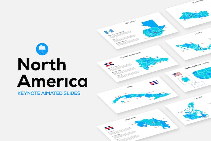 北美各个国家地图keynote模板 - 顶尖PPT