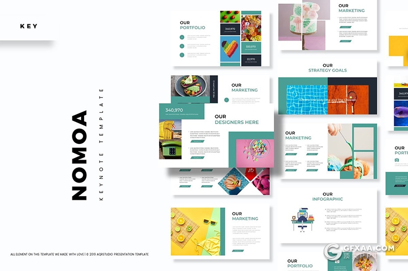 30页简约风格作品展示keynote模板 - 顶尖PPT