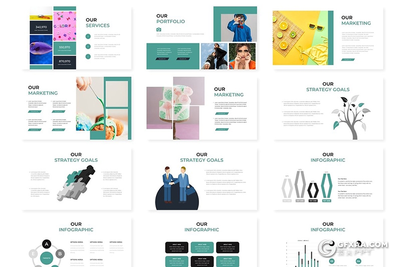 30页简约风格作品展示keynote模板 - 顶尖PPT