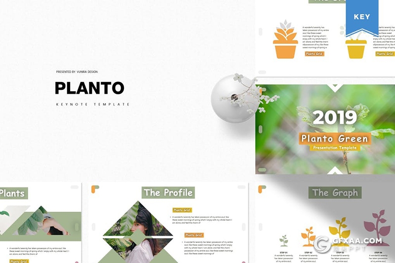 30页5种主题配色 花色植物展示介绍环境绿化keynote模板 - 顶尖PPT