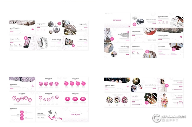 30页扁平化创意回纹图形多用途Google slides模板 5种主题配色 - 顶尖PPT