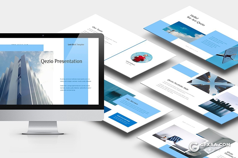 62页蓝色扁平化商务风格PPT模板 - 顶尖PPT