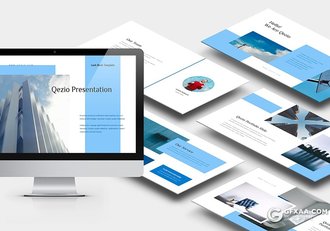 62页蓝色扁平化商务风格PPT模板 - 顶尖PPT