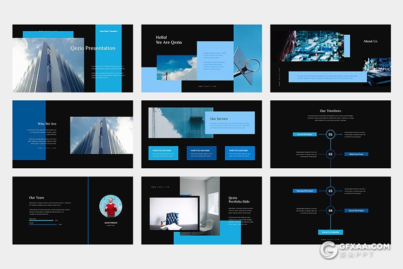 62页蓝色扁平化商务风格PPT模板 - 顶尖PPT