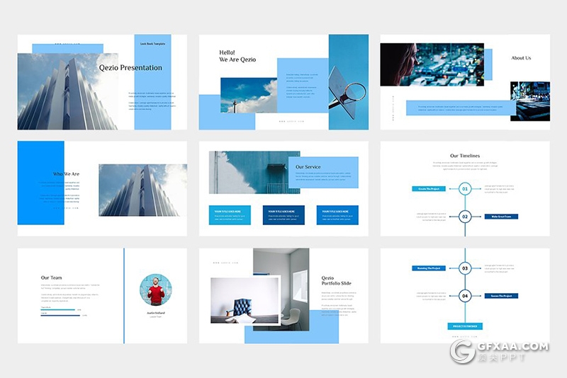 62页蓝色扁平化商务风格PPT模板 - 顶尖PPT