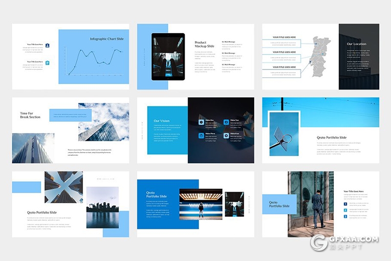 62页蓝色扁平化商务风格PPT模板 - 顶尖PPT