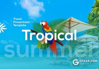 55页户外旅游度假热带风景展示ppt模板 11种主题配色 - 顶尖PPT