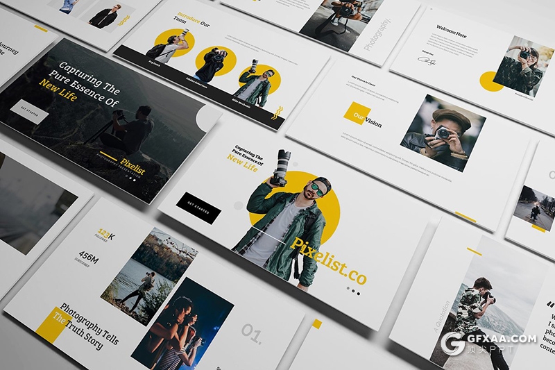 38页摄影团队摄影师介绍展示ppt模板 - 顶尖PPT