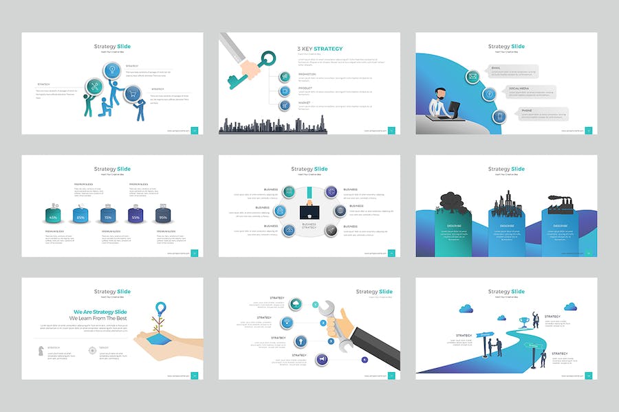 商务合作战略信息图表keynote模板 - 顶尖PPT