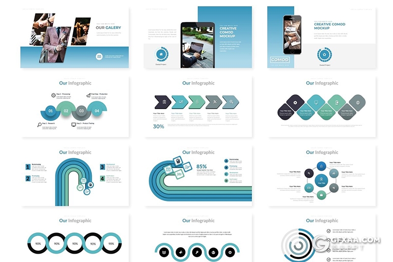 30页5种配色欧美商务会议项目合作Google slides模板 - 顶尖PPT
