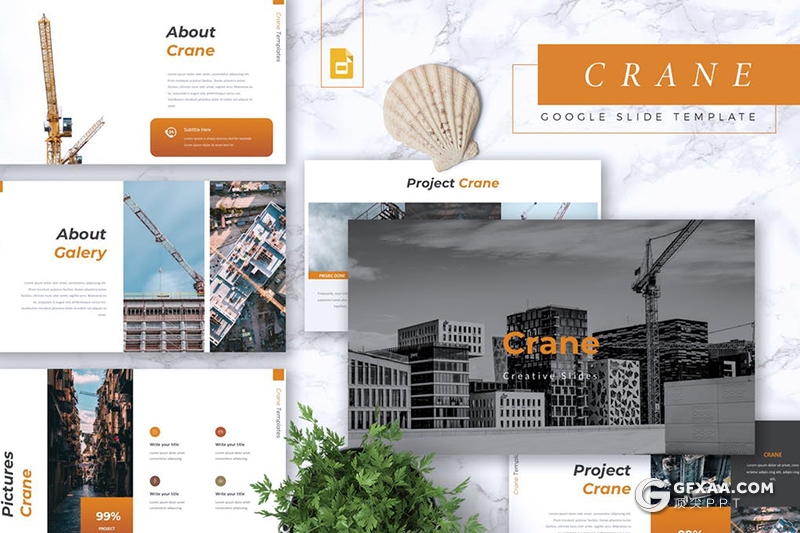 30页建筑工程公司项目介绍展示Google slides模板 5种配色 - 顶尖PPT