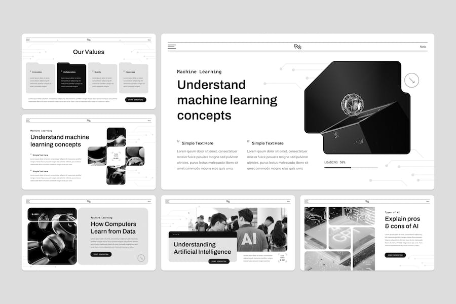 人工智能创新技术讲述应用方案展示Keynote模板 - 顶尖PPT