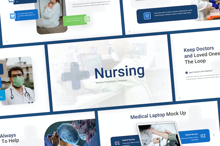 护理蓝色医疗医学PPT模板 - 顶尖PPT