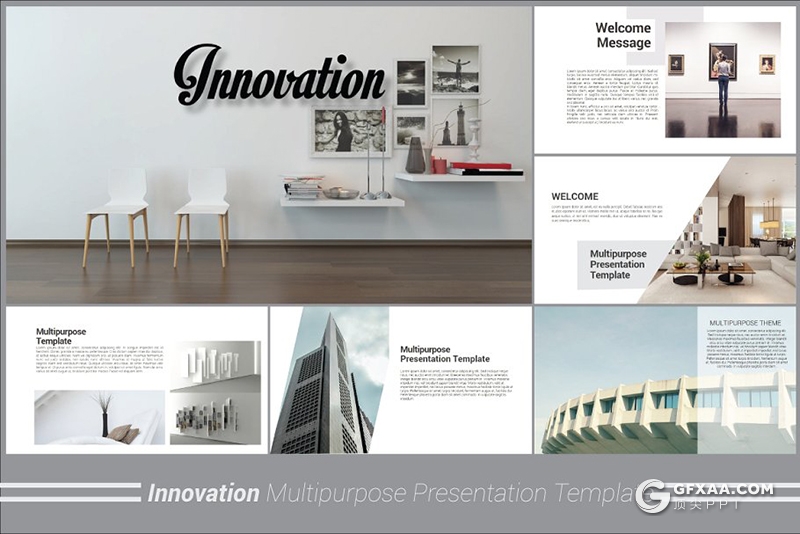 110页欧美简约风装修设计家具展示keynote模板 - 顶尖PPT