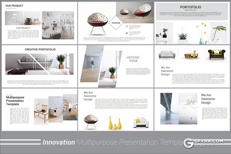 110页欧美简约风装修设计家具展示keynote模板 - 顶尖PPT