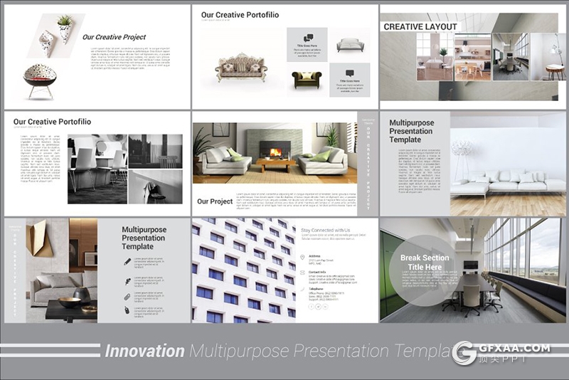 110页欧美简约风装修设计家具展示keynote模板 - 顶尖PPT