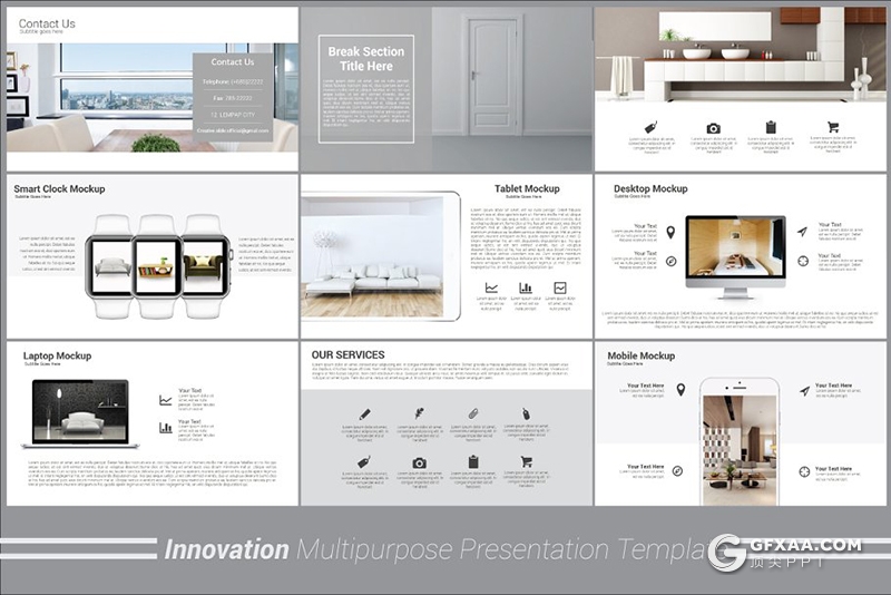 110页欧美简约风装修设计家具展示keynote模板 - 顶尖PPT