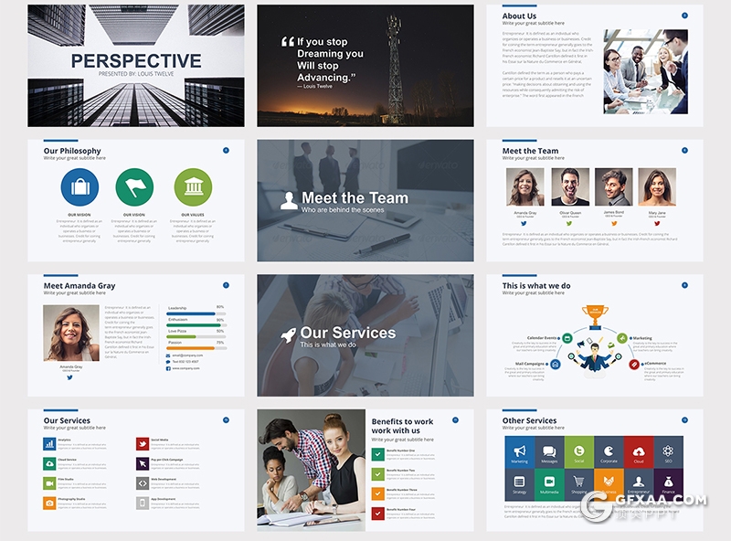 60多页欧美商务企业年报会议keynote模板 - 顶尖PPT